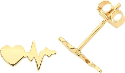 Produktbild von Funkige 9 Karat (375) Gold Herz Damen - Paar Ohrstecker - 5mm*9mm; TRS26958