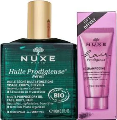 Zdjęcie produktu dla Nuxe Prodigieux Néroli zestaw Multi-Purpose Dry Oil + High Shine Shampoo 100 ml + 30 ml