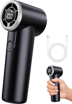 Klappbarer Handventilator, 5 Stufen, 2000 mAh, USB-C, schwarz