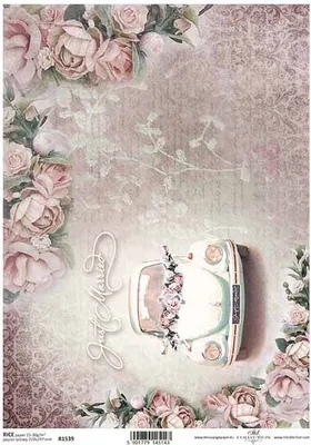Produktbild von ITD Reispapier Decoupage Bastelpapier Softpapier Serviettentechnik, Hochzeit R1539
