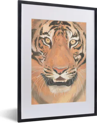 Produktbild von MuchoWow® MuchoWow® Gerahmtes Poster Tiger - Farbe - Zähne 30x40 cm - Poster mit zchwarzem Bilderrahmen - Wandposter Schlafzimmer