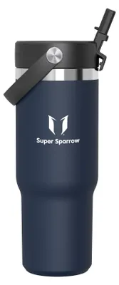 Produktbild von Sparrow Trinkflasche Edelstahl - Twistpath Thermosflasche mit Flex-Strohhalmdeck
