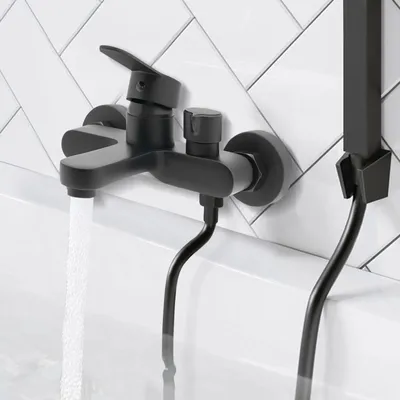 Immagine prodotto di Rubinetteria per vasca e doccia - Miscelatore a parete - Monocomando - Acqua calda/fredda - Per bagno - Nero