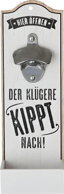 Produktbild von Gildehandwerk Flaschenöffner Der Klügere kippt nach! | MDF / Metall | naturfarben schwarz weiß