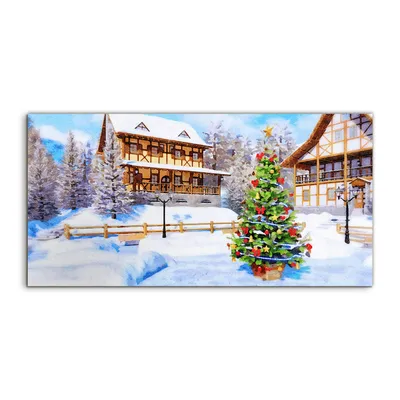Produktbild von Coloray Canvas 140x70  Wandbild Leinwand Bilder Winterlandschaft in Aquarellfarbe