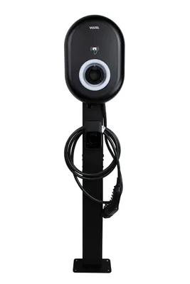 Produktbild von Wallbox Standfuß für Vestel Wallbox – Mattschwarze Montagesäule aus Metall – Für 1 oder 2 Ladestationen – 149 cm Höhe