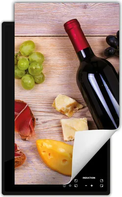 Produktbild von DarHaus Herdabdeckplatte 1 teilig 30x52 cm Anti Rutsch Matte Aufrollbar, Wein - Holz