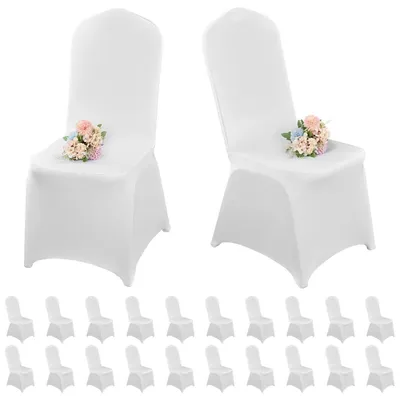 Immagine prodotto di Copri sedie, 20 pezzi, bianchi, in Spandex, per sedie da pranzo, per eventi, matrimoni e feste