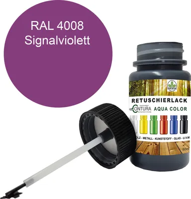 Produktbild von Reparaturlack Lackstift RAL Lack Pinselflasche 50ml. Farbe Holz Metall Möbel Auto Bad Retuschierlack - RAL 4008 Signalviolett