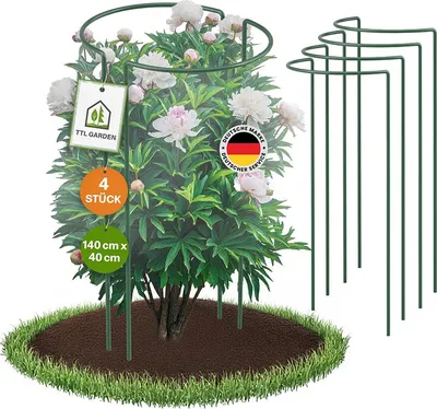 Produktbild von TTL GARDEN Strauchstützen 140x40cm 4er Set – Pflanzenstütze Stahl grün Ø5,5mm
