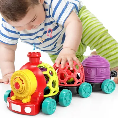 Productafbeelding van Baby speelgoed: trein met rammelaar en muziek, in meerdere kleuren, geschikt voor kinderen vanaf 6 maanden