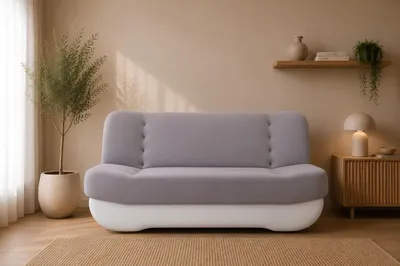 Produktbild von MOEBLO Schlafsofa PAFOS – Sofa Kippsofa Klappsofa Click-Clack Couch mit Bettkasten und Schlaffunktion (BxHxT): 192x90x87 cm (SORO 90 + SOFT 17 - Grau + Weiß Kunstleder)