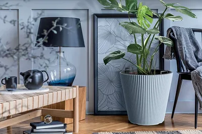 Produktbild von Blumentopf Milly rund für Innen- und Außenbereich Pflanzgefäß  Pflanztopf aus Kunststoff 390 mm Farbe hellGrau