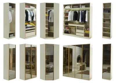 Produktbild von Begehbarer Kleiderschrank Möbel Glasschrank getönte Fronten Schrank Eckschrank
