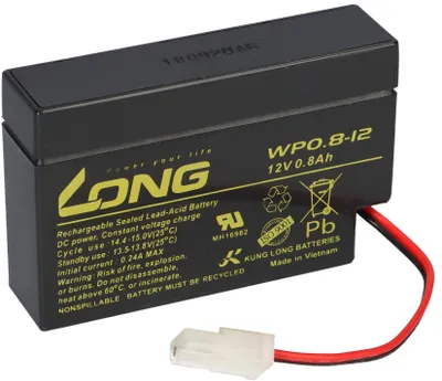Zdjęcie produktu dla Akumulator kwasowo-ołowiowy Kung Long WP 0.8-12 12V 0.8Ah AMP plug AGM