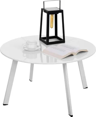 Immagine prodotto di Tavolino Fokebel in metallo rotondo Ø 70 x 40 cm bianco Gambe del tavolo regolabili
