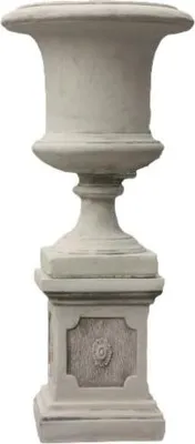 Produktbild von Schöne Amphore aus Steinguss mit Sockel als Set perfekt für den Garten die Terrasse oder den Vorgarten ist Frostfest Witterungsbeständig und Neu 103cm H, JA-068uPO-74
