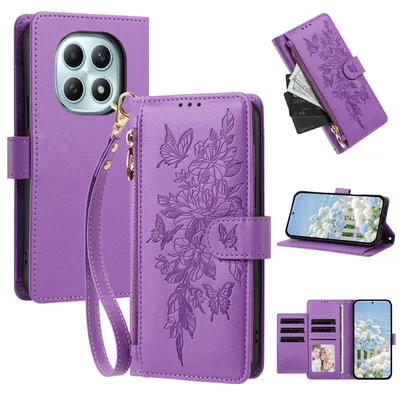 Image de Étui pour Xiaomi Poco M8 / Redmi Note 15 5G/4G, étui en cuirPolyuréthanede type portefeuille avec compartiments, support pour cartes et dragonne, couleur violet
