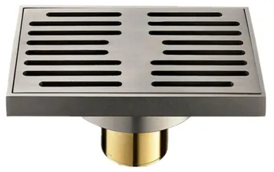 Produktbild von Bodenablauf Dusche - Quadratischer Duschablauf - Geruchsverschluss Deodorisation - Messing - Gebürstetes Nickel - Für Badezimmerboden