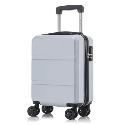 Produktbild von Koffer Trolley Reisekoffer Suitcase, Rollkoffer Handgepäck ,mit 4 Rollen360°, Hartschalenreisekoffer, Zahlenschloss, Weicher Gummigriff (S, Silber)