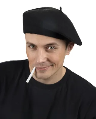 Produktbild von Baskenmütze Uni für Erwachsene in Schwarz, aus 100% widerstandsfähigem Polyester