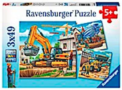Zdjęcie produktu dla Duże puzzle z pojazdami budowlanymi 3 x 49 elementów