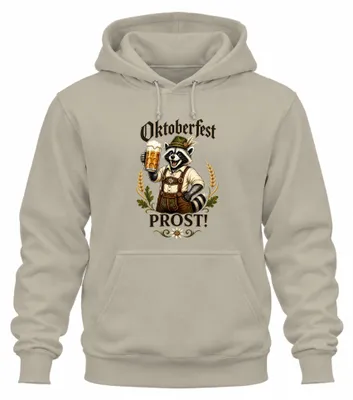 Productafbeelding van , PROST, wasberen broek, lederen broek, traditioneel shirt, dirndl, hoodie, sweater met capuchon, natuur, maat L