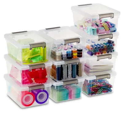 Aufbewahrungsboxen 1,25 l, 10er Set, transparent, stapelbar, mit Clipdeckel