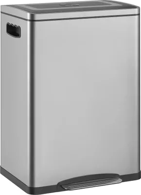 Produktbild von HOMCOM Mülleimer 40L Treteimer mit 2 Inneneimern Deckel und Fußpedal Silber