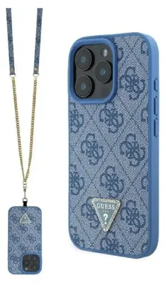 Obrázok produktu pre Kožené puzdro Guess Metal Logo Strass Crossbody Na Iphone 16 Pro Max - Niebieskie