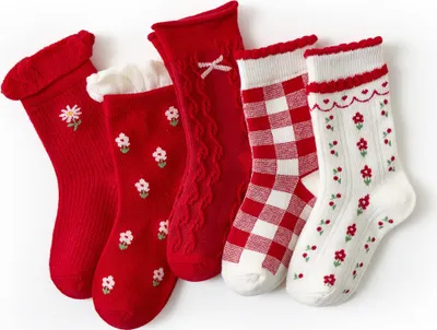 Produktbild von axy Kinder Socken 5 Paar Multipack 5er Mädchen Strümpfe Geschenke Bunte Weich Neuheit Kindersocken, 31-34