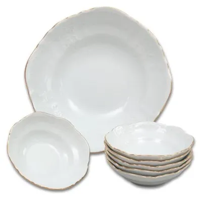 Produktbild von Bernadotte, Kompott-Set, weiß, mit goldener Linie, Thun, 7-teilig
