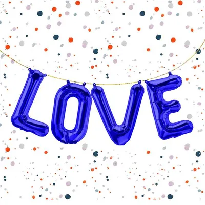 Produktbild von Folienballon Schriftzug Love, Blau, ca. 40 cm für Luftbefüllung