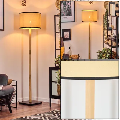 Produktbild von Tamarispa Stehlampe aus Holz/Papiergeflecht in Natur/Schwarz, Höhe 169,5 cm