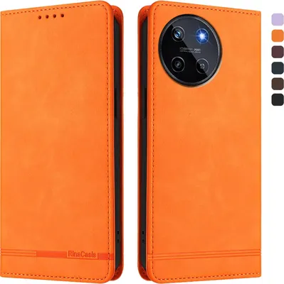 Produktbild von Hülle für Realme 11 4G, Retro Kunstleder Ständer Klapphülle mit Kartenfächer und Magnetische Orange