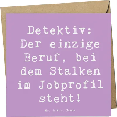 Produktbild von Mr. & Mrs. Panda Glückwunschkarte Spruch Detektiv Beruf - Lavendeltraum - Geschenk, Berufsleben, anlasskarte, Klappkarte, Berufe, faltkarte, Krimis, doppelkarte