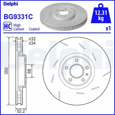 Produktbild von DELPHI Bremsscheibe für PORSCHE Macan (95B) 350mm BG9331C