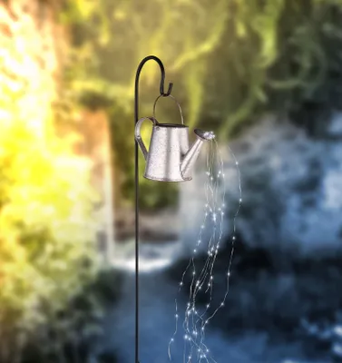 Image de GLOBO Lampe solaire arrosoir argent Lampe solaire extérieure Lampe extérieure solaire 33652