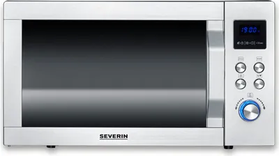 Produktbild von Mikrowelle Glasboden Heißluft SEVERIN MW 7777 3-in-1 für eckiges Geschirr MW 7777 aus Edelstahl, mattschwarzsilber Mikrowelle Mikrowellengerät 3-in1 Mikrowelle