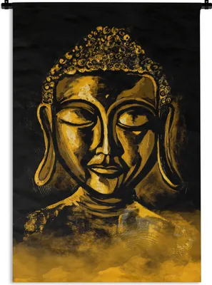 Produktbild von MuchoWow® Wandteppich Wandbehang Buddha - Gold - Farbe 120x180 cm Tapisserie Dekoration Wandtuch - Schlafzimmer - Dekorationen für das Haus