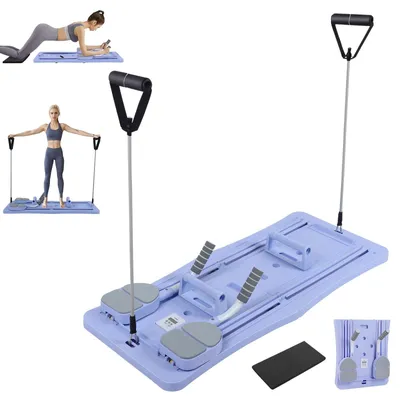 Immagine prodotto di Tavola per addominali - Set Reformer Pilates - Attrezzo multifunzionale per l'allenamento di tutto il corpo - Attrezzo per braccia e gambe - Per l'allenamento a casa - Viola