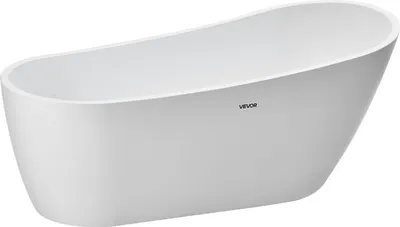 Immagine prodotto di VEVOR Vasca da bagno freestanding Vasca da bagno moderna in acrilico 170 x 74 x 70 cm Capacità 215 L Design ovale con troppopieno e scarico in nichel spazzolato, per bagno caldo, bagno ghiacciato, doccia, spa in bagno Bianco