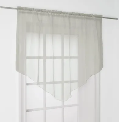 Produktbild von Scheibengardine ( Grau ) mit Stangendurchzug 140x100 cm - Bistrogardine Transparent, Panneaux Voile, Zipfelgardine - Kurzstore mit Tunnelzug