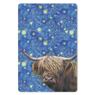 Produktbild von MuchoWow® Mauspad Mousepad Van Gogh - Schottischer Highlander - Sternennacht 18x27 cm - Mousepads - Maus Mat - Pad - Mausunterlage