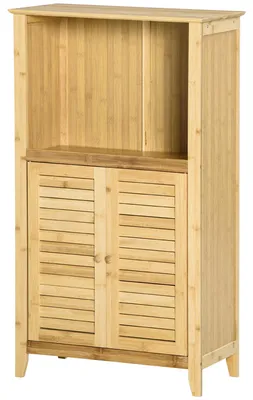Produktbild von HOMCOM Badzimmerschrank mit offener Regal Badregal Badezimmer Standregal Bambus