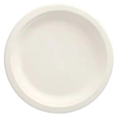 Produktbild von Zuckerrohr Teller rund "pure" ungeteilt weiss | 12 Stück 18 cm Ø