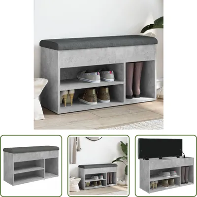 Produktbild von The Living Store Schuhbank Betongrau 82x32x45,5 cm Holzwerkstoff