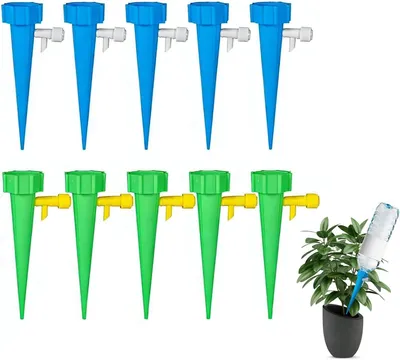 Immagine prodotto di Kit di irrigazione a goccia, composto da 10 elementi, sistema di irrigazione automatico con raccordo regolabile per l'uso in giardino