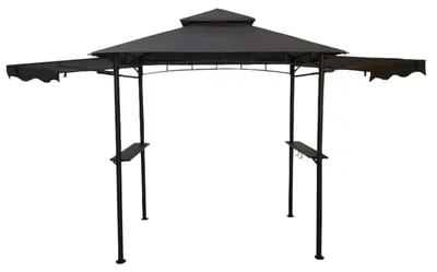 Produktbild von Grillpavillon anthrazit 240x150x250 cm mit feuerresistentem Dach, Seitenmarkisen und Rauchabzug
