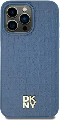 Produktbild von Dkny Dkhmp15Spshrpsb Iphone 15 / 14 / 136.1 Blau/Blau Hardcase Ledermuster Metalllogo Magsafe
